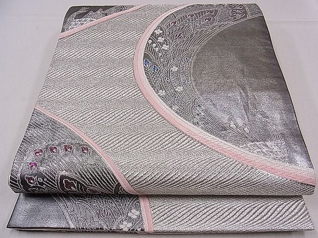 平和屋着物■六通柄袋帯 唐織 孔雀 銀糸 逸品 ch2938