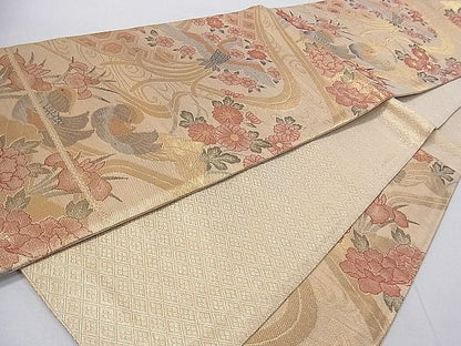 平和屋着物■佐賀錦 六通柄袋帯 鳳凰吉祥花文 金糸 逸品 ch2954