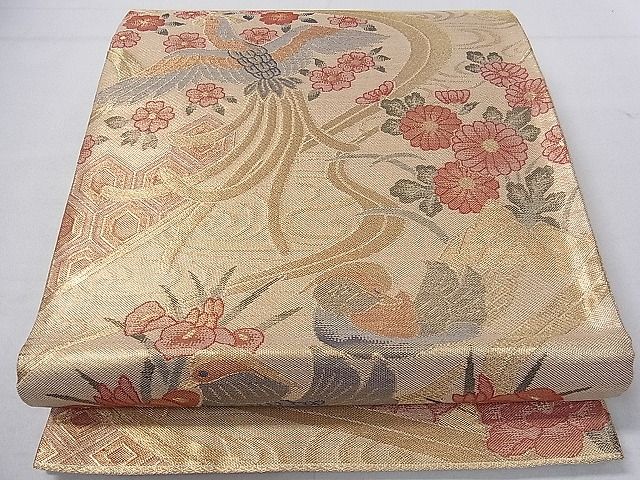平和屋着物■佐賀錦 六通柄袋帯 鳳凰吉祥花文 金糸 逸品 ch2954