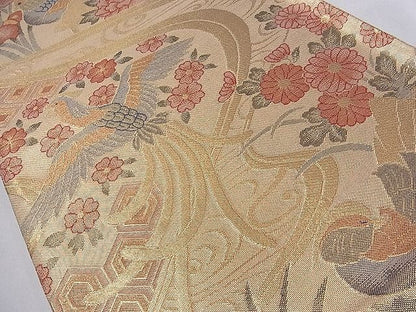 平和屋着物■佐賀錦 六通柄袋帯 鳳凰吉祥花文 金糸 逸品 ch2954