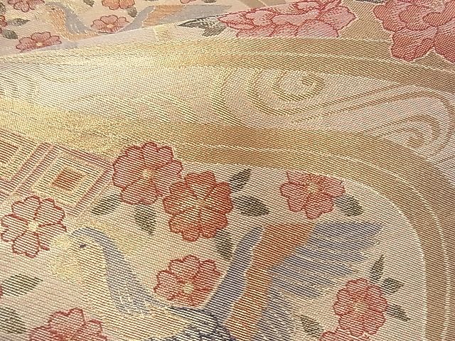 平和屋着物■佐賀錦 六通柄袋帯 鳳凰吉祥花文 金糸 逸品 ch2954