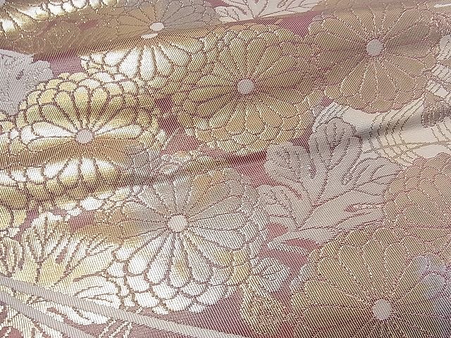 平和屋着物■西陣 服部織物謹製 六通柄袋帯 流水枝菊文 こはく錦 二重箔織 逸品 ch2982