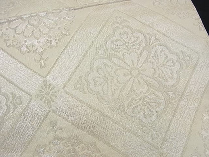 平和屋着物■六通柄袋帯 菱天井花文 銀糸 逸品 n-ck1037
