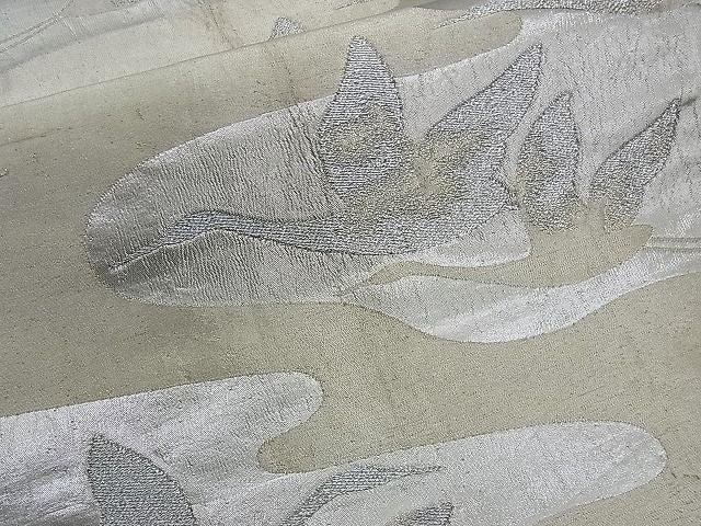 平和屋着物■六通柄袋帯 霞飛鶴文 銀糸 逸品 n-ck1059