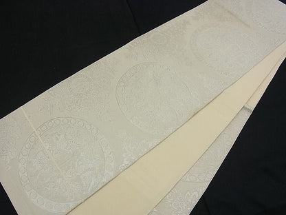 平和屋着物■六通柄袋帯 狩猟丸文 銀糸 逸品 n-ck1098