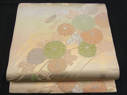 平和屋着物■六通柄袋帯 渡橋菊花文 金銀糸 逸品 n-ck1122