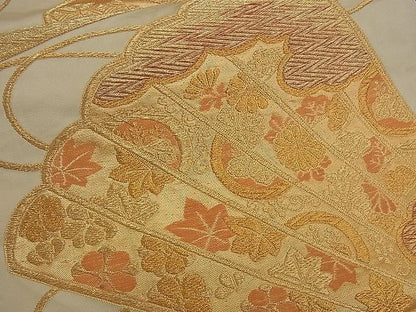 平和屋着物■六通柄袋帯 桧扇吉祥花文 金糸 逸品 n-ck1207