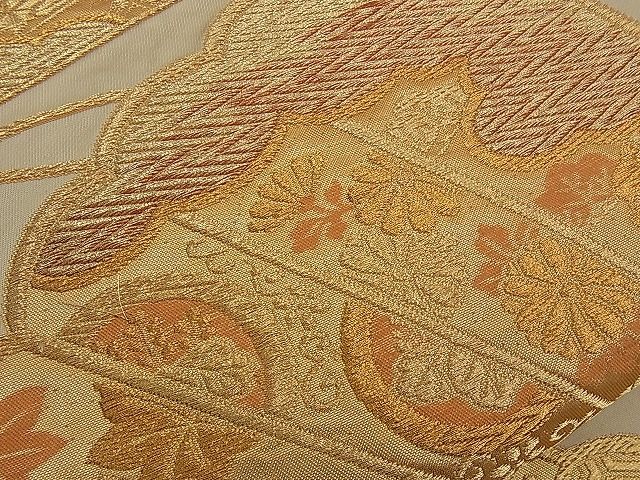 平和屋着物■六通柄袋帯 桧扇吉祥花文 金糸 逸品 n-ck1207