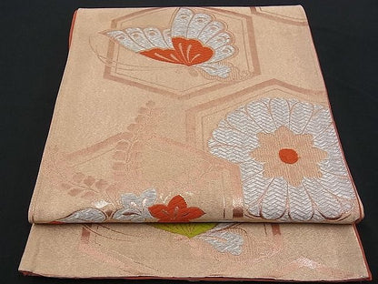 平和屋着物■六通柄袋帯　唐織　亀甲桐花文　金銀糸　逸品　n-cm0002