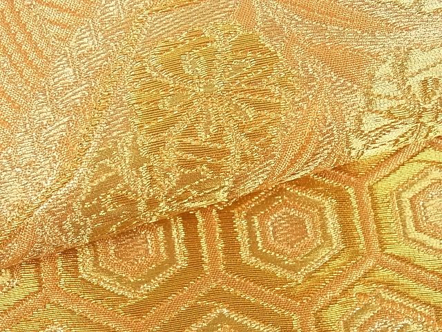 平和屋着物■六通柄袋帯 吉祥扇面花文 金糸 逸品 cm2409