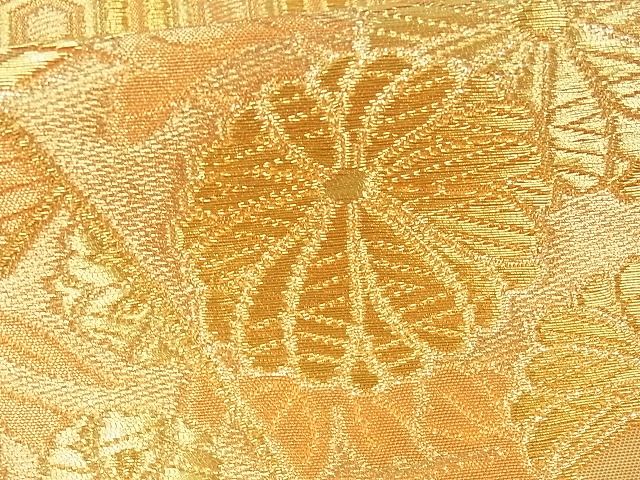 平和屋着物■六通柄袋帯 吉祥扇面花文 金糸 逸品 cm2409