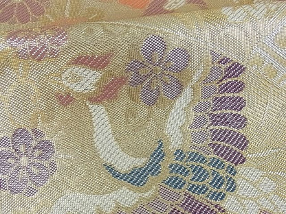 平和屋着物■佐賀錦 六通柄袋帯 吉祥鳳凰花文 金糸 逸品 cm2414