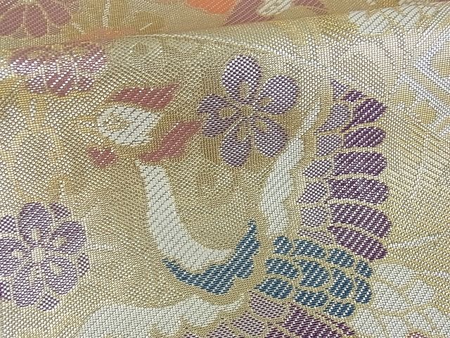 平和屋着物■佐賀錦 六通柄袋帯 吉祥鳳凰花文 金糸 逸品 cm2414