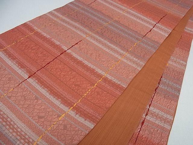 平和屋着物■全通柄袋帯　間道　ふくれ織　逸品　cm2432