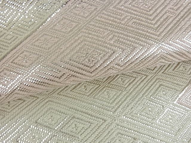 平和屋着物■佐賀錦 全通柄袋帯 菱文 銀糸 逸品 cm2442