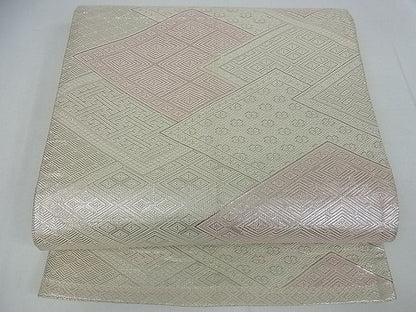 平和屋着物■佐賀錦 全通柄袋帯 菱文 銀糸 逸品 cm2442