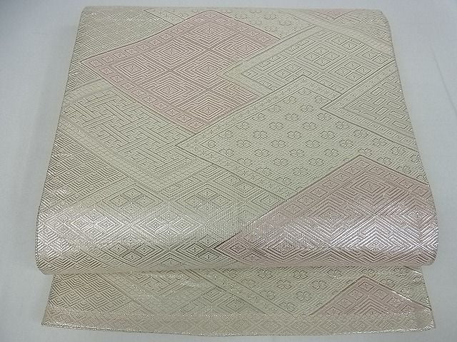 平和屋着物■佐賀錦 全通柄袋帯 菱文 銀糸 逸品 cm2442