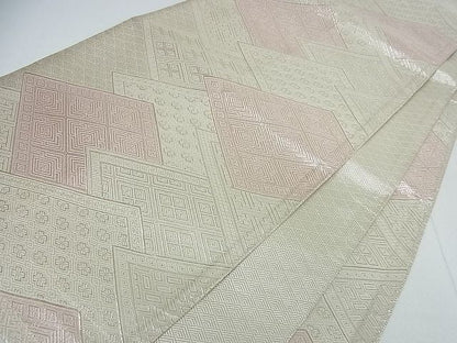 平和屋着物■佐賀錦 全通柄袋帯 菱文 銀糸 逸品 cm2442