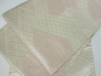 平和屋着物■佐賀錦 全通柄袋帯 菱文 銀糸 逸品 cm2442