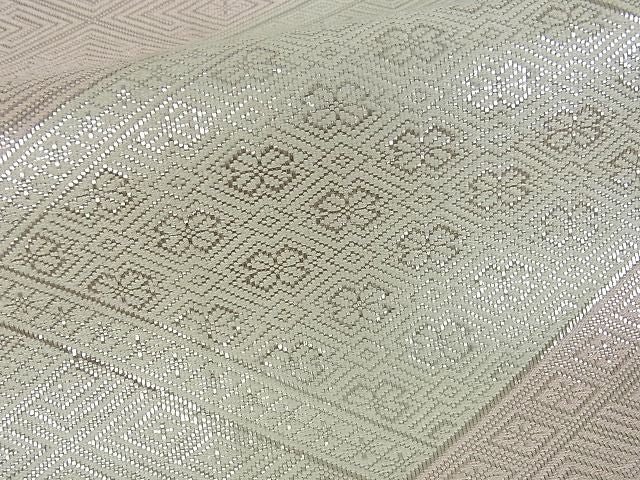 平和屋着物■佐賀錦 全通柄袋帯 菱文 銀糸 逸品 cm2442