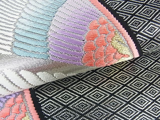 平和屋着物■六通柄袋帯 吉祥孔雀羽文 銀糸 逸品 cm2443