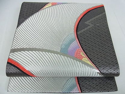 平和屋着物■六通柄袋帯 吉祥孔雀羽文 銀糸 逸品 cm2443
