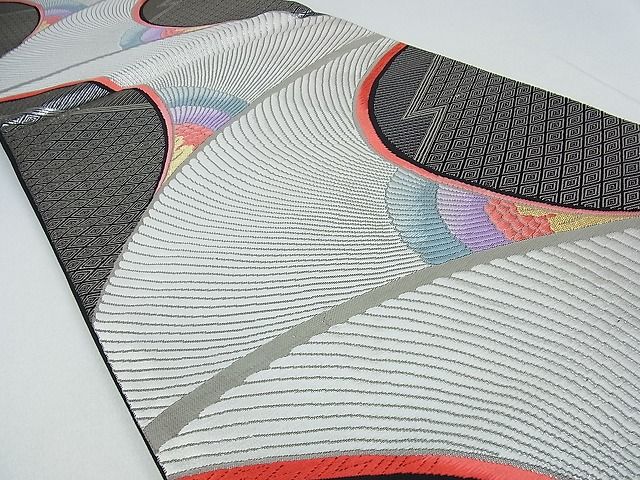 平和屋着物■六通柄袋帯 吉祥孔雀羽文 銀糸 逸品 cm2443