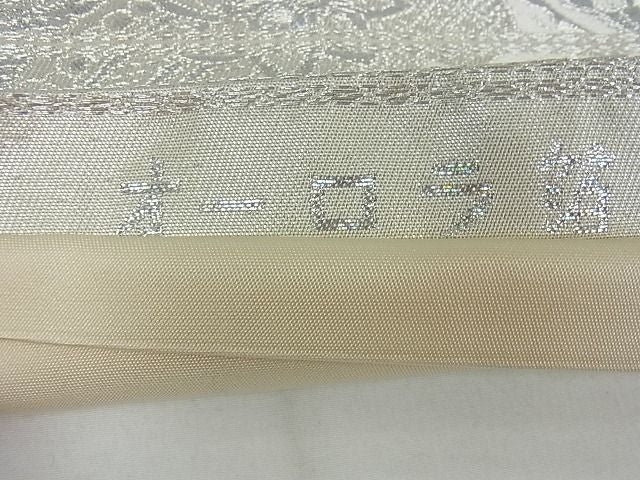 平和屋着物■六通柄袋帯　舞蝶花文　オーロラ箔　金銀糸　逸品　cm2456