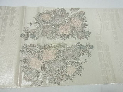 平和屋着物■六通太鼓柄袋帯 王朝飾花鳥園図 銀糸 逸品 cm2463