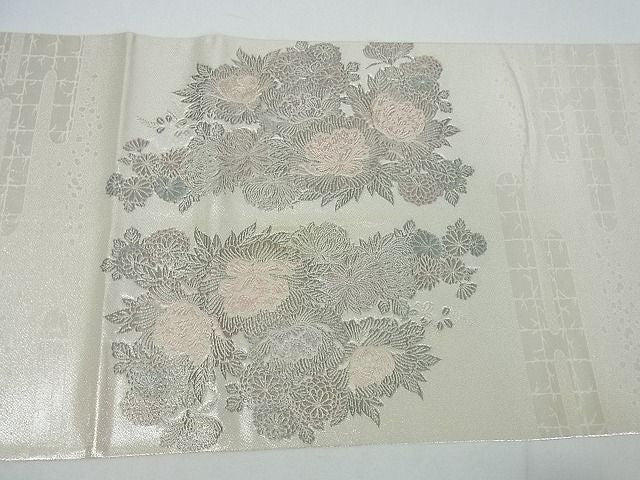 平和屋着物■六通太鼓柄袋帯 王朝飾花鳥園図 銀糸 逸品 cm2463
