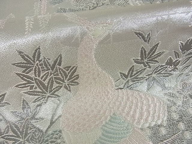 平和屋着物■六通太鼓柄袋帯 王朝飾花鳥園図 銀糸 逸品 cm2463