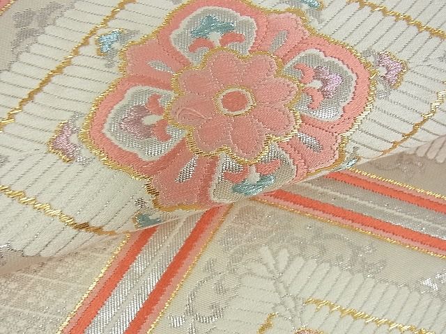 平和屋着物■六通柄袋帯 花菱文 金銀糸 逸品 cm2473