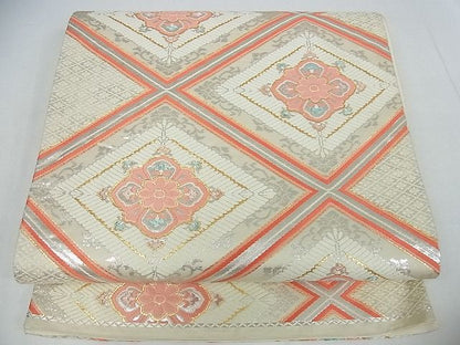 平和屋着物■六通柄袋帯 花菱文 金銀糸 逸品 cm2473