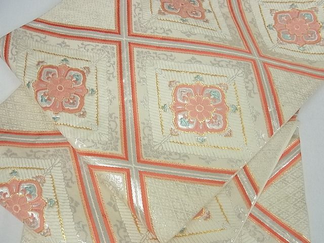 平和屋着物■六通柄袋帯 花菱文 金銀糸 逸品 cm2473