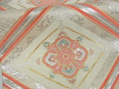 平和屋着物■六通柄袋帯 花菱文 金銀糸 逸品 cm2473