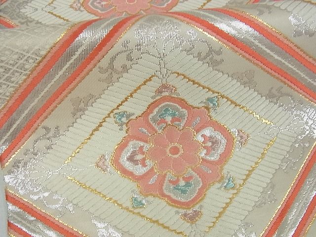 平和屋着物■六通柄袋帯 花菱文 金銀糸 逸品 cm2473