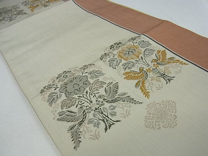 平和屋着物■全通柄袋帯 草花文 逸品 cm2477