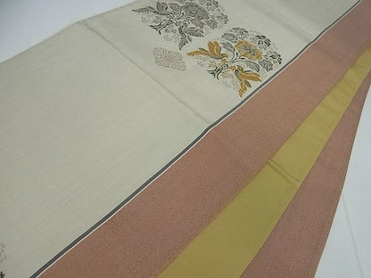 平和屋着物■全通柄袋帯 草花文 逸品 cm2477