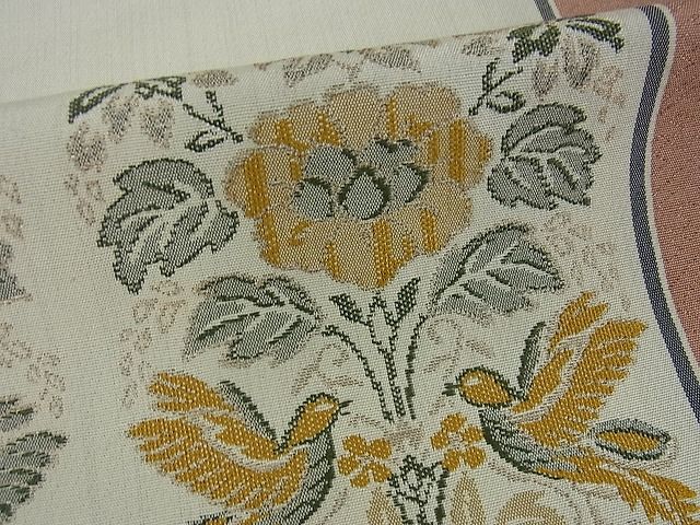 平和屋着物■全通柄袋帯 草花文 逸品 cm2477