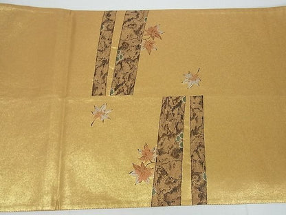 平和屋着物■六通太鼓柄袋帯 舞葉文 金糸 引箔 逸品 cm2481