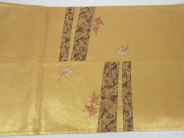 平和屋着物■六通太鼓柄袋帯 舞葉文 金糸 引箔 逸品 cm2481