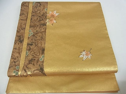 平和屋着物■六通太鼓柄袋帯 舞葉文 金糸 引箔 逸品 cm2481