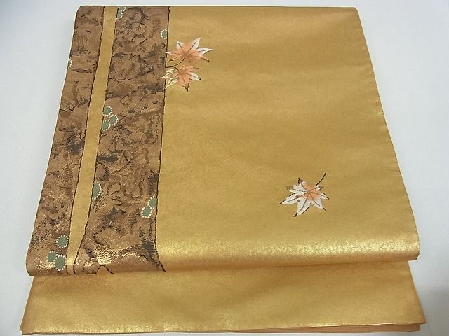 平和屋着物■六通太鼓柄袋帯 舞葉文 金糸 引箔 逸品 cm2481