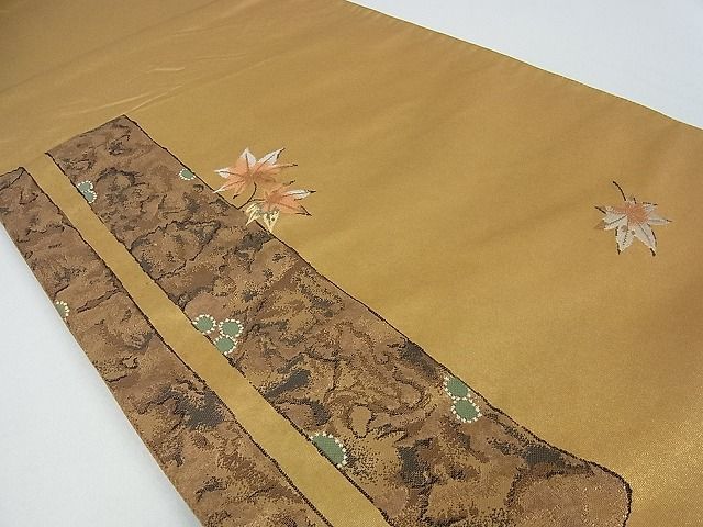 平和屋着物■六通太鼓柄袋帯 舞葉文 金糸 引箔 逸品 cm2481