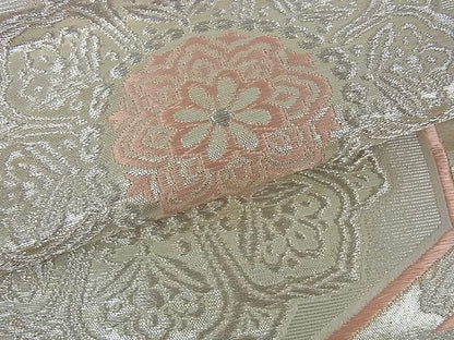 平和屋着物■六通柄袋帯 亀甲花文 銀糸 逸品 cm2483