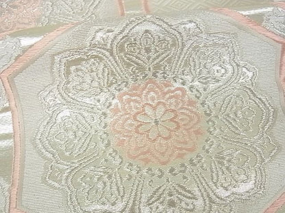 平和屋着物■六通柄袋帯 亀甲花文 銀糸 逸品 cm2483