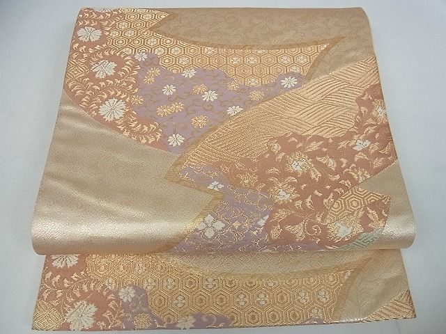 平和屋着物■六通柄袋帯 地紙吉祥花文 金糸 逸品 cm2495