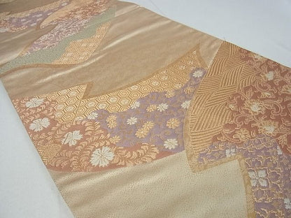 平和屋着物■六通柄袋帯 地紙吉祥花文 金糸 逸品 cm2495