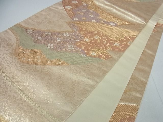 平和屋着物■六通柄袋帯 地紙吉祥花文 金糸 逸品 cm2495