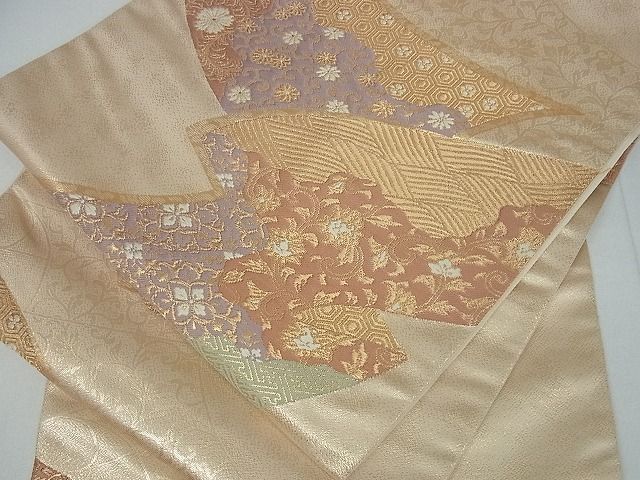 平和屋着物■六通柄袋帯 地紙吉祥花文 金糸 逸品 cm2495